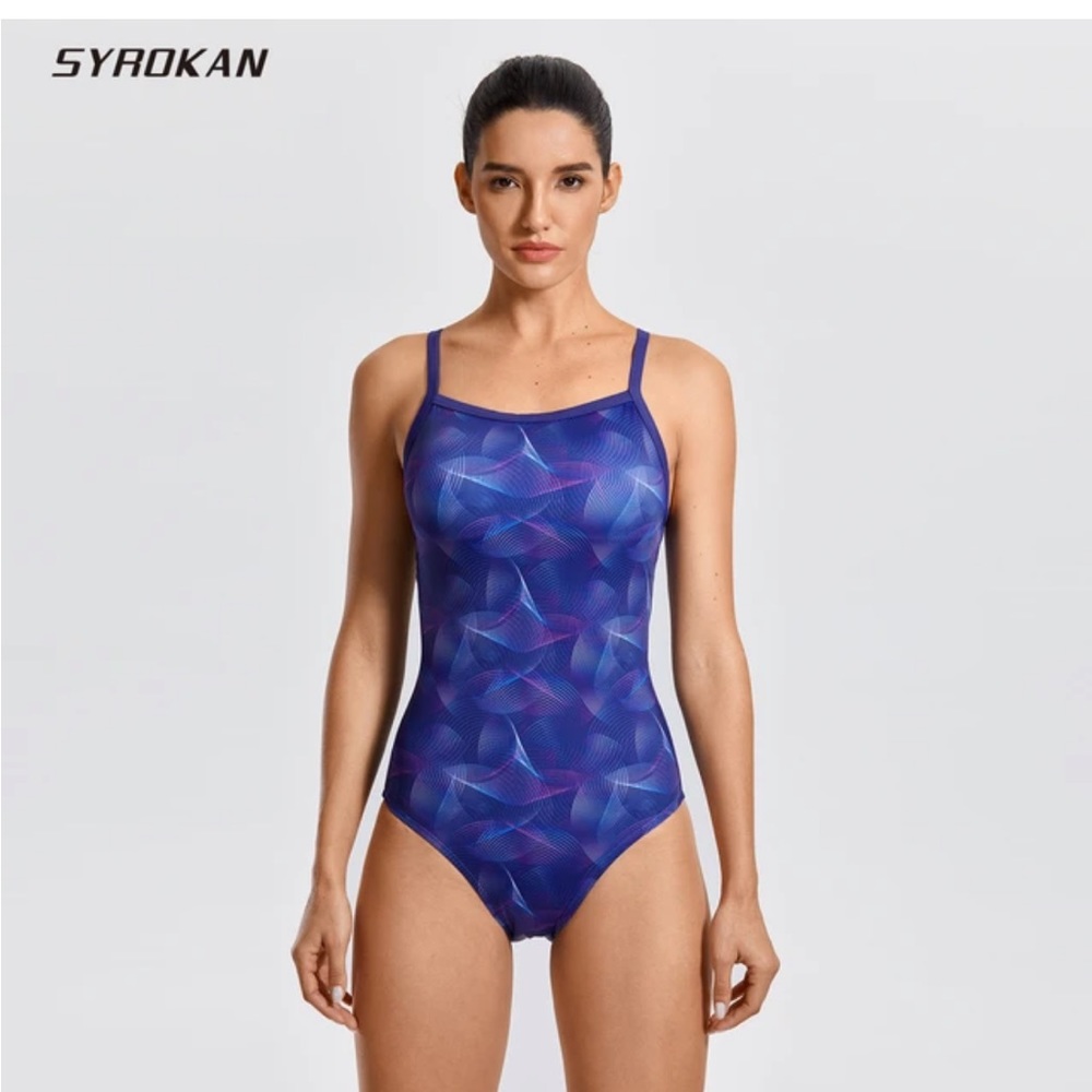 Syrokan graphic racing suit navy blue one piece size 38 new